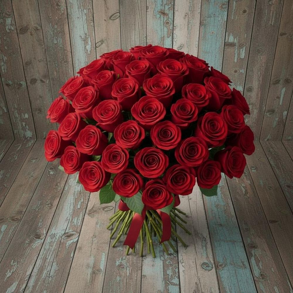 Букет 55 Красных роз Фридом в Мирном