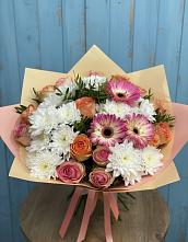 Букет цветов из:  Розы, Герберы и Хризантемы в Мирном