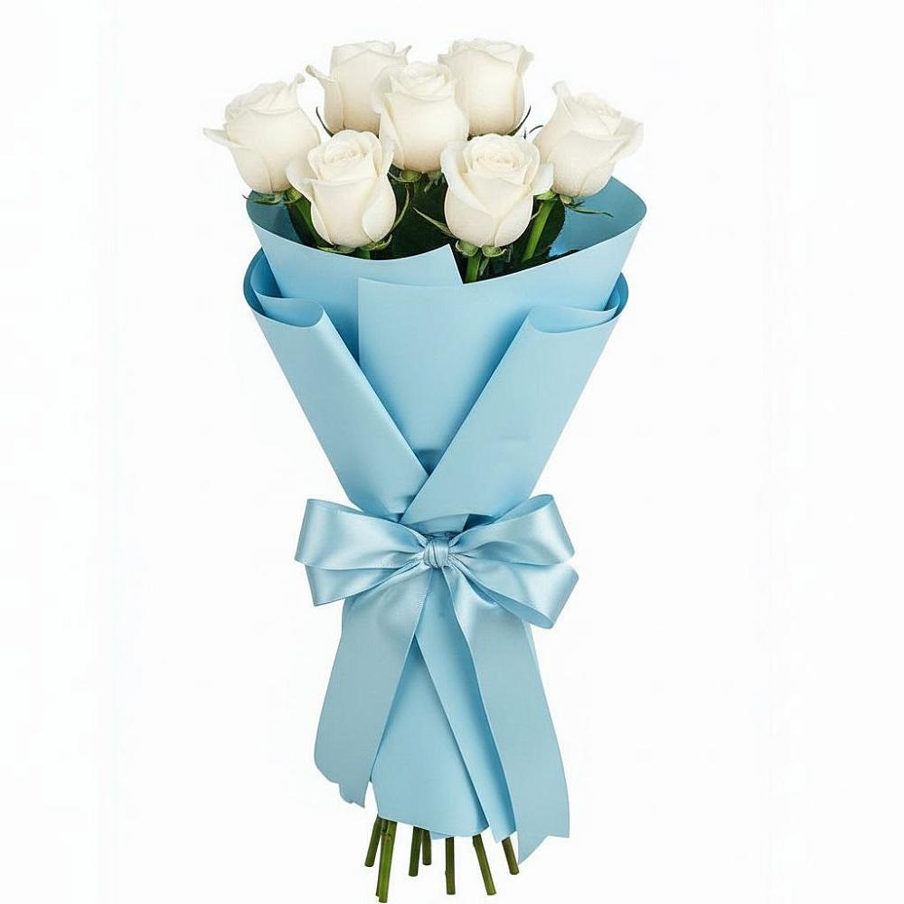 Букет 7 белых роз Проуд в Мирном
