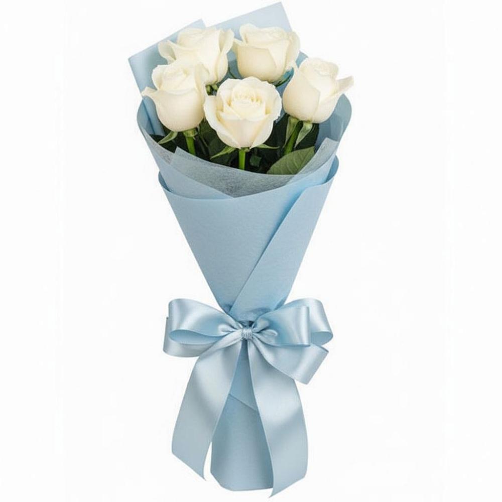 Букет 5 Белых роз Проуд в Мирном
