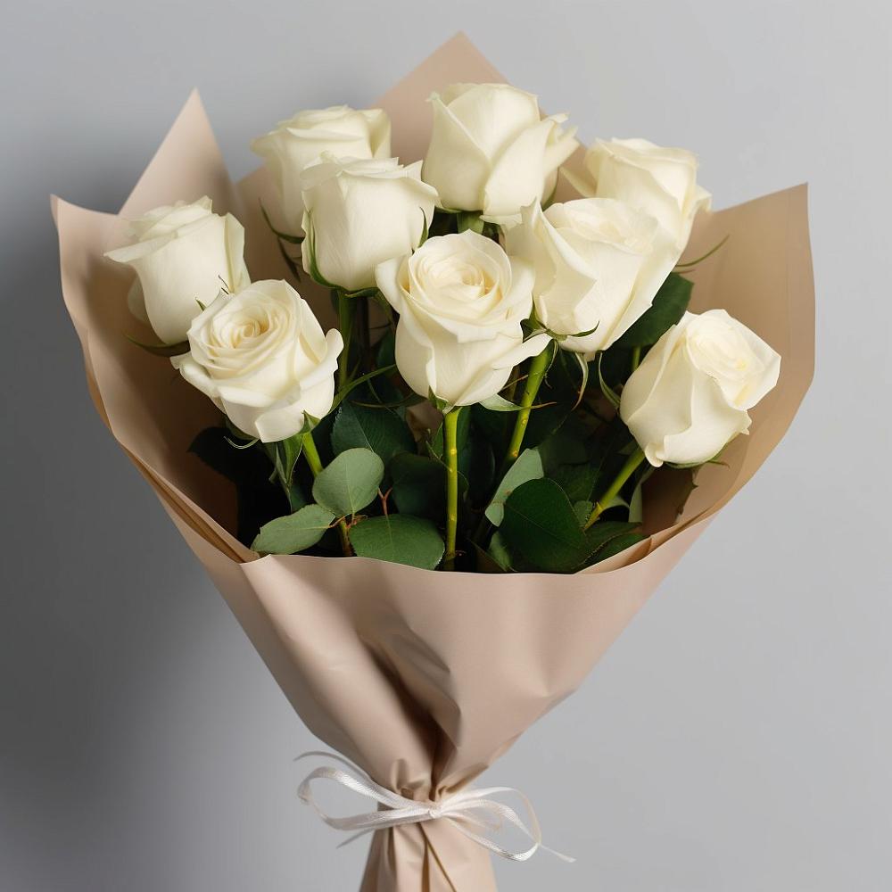 Букет 9 Белых роз Эдлесс Лав в Мирном