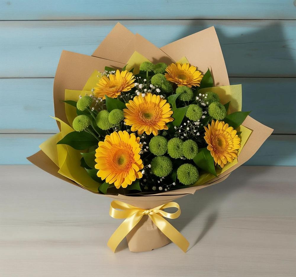 Букет цветов из: Герберы и Хризантемы в Мирном