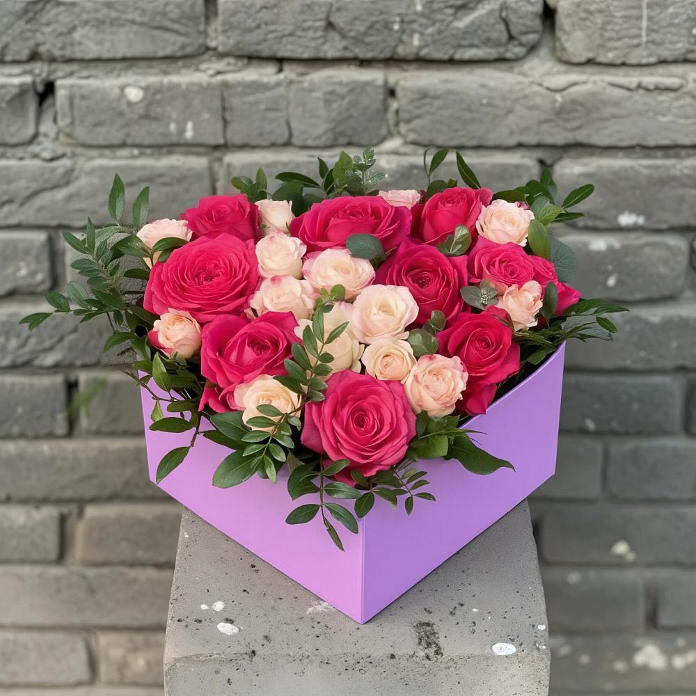 Цветочная композиция из Розы в коробке в Мирном