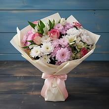 Букет цветов из:  Хризантемы, Альстромерии и Розы в Мирном
