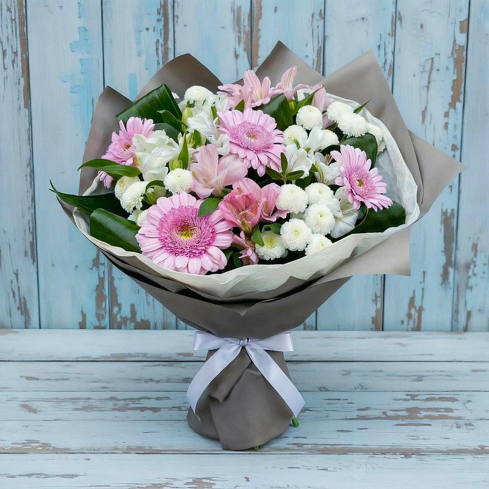 Букет цветов из: Герберы, Альстромерии и Хризантемы в Мирном